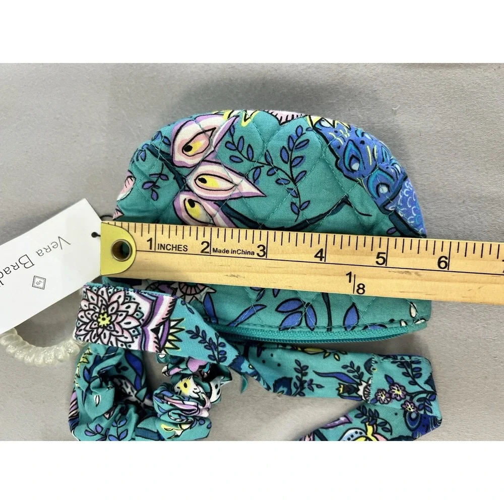 Vera‎ Bradley Peacock Pouch Small Zip Pouch Aqua Blue socks and hair accessories